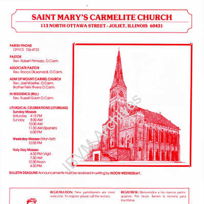 St. Mary's Carmelite Church Bulletin