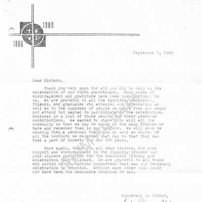 Centennial Letter