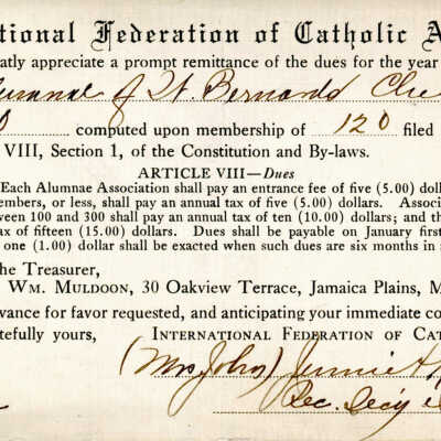 International Federation of Catholic Alumnae Remittance Card