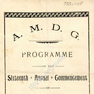 St Mary's Academy Commencement Program, 1896