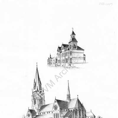 Drawing of St. Mary's Church and School