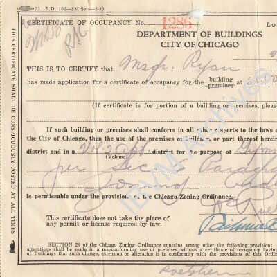 City of Chicago Building Occupancy Permit