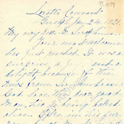 Letter from Mother Seraphina Dwyer