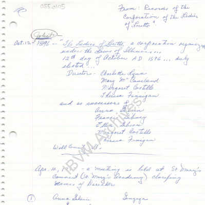 Records of the Incorporation of the Ladies of Loretto