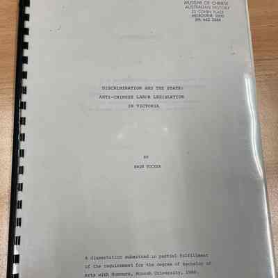 Discrimination and the State : anti-chinese labor legislation in Victoria [thesis]