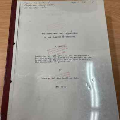 The settlement and integration of the Chinese in Brisbane [thesis]