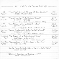 Index to Pioneers Essay Contest Entrants 1991