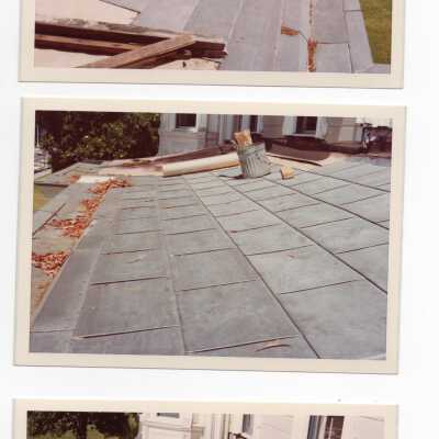 h-Partially completed metal upper roof by Fred Loeser; I, j,