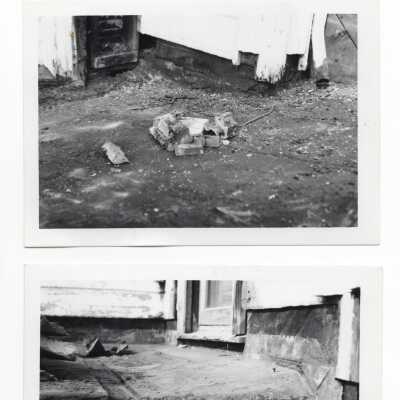d- 1972 photograph of upper roof when stripped of several layers of composition rot; b- the lower roof over solarium, 1978; Lower roof of solarium in 1971