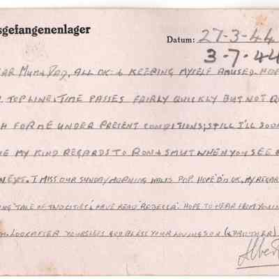 RAF/PW: East, postcard dated 44-03-27