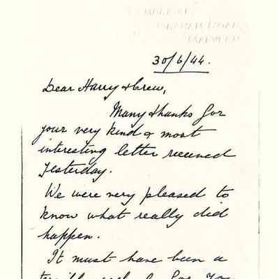 35/Marsden Crew: Rolls, letter re incident 23 June 1944