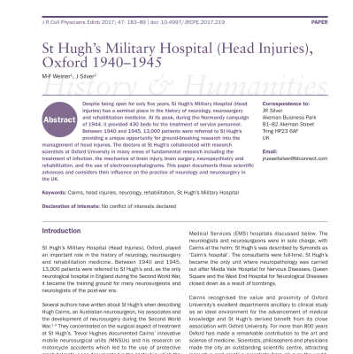Z/TEXTS: "St Hugh's Military Hospital", article, PDF