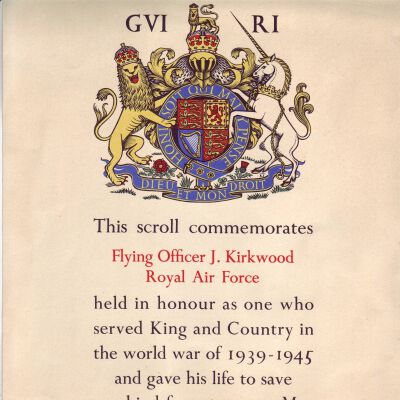 97/Kirkwood Crew: Kirkwood, commemorative scroll & "King's Command"
