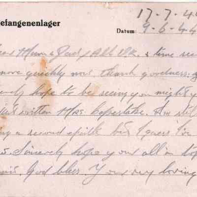 RAF/PW: East, postcard dated 44-06-09
