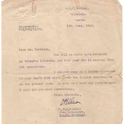 35/Hoos Crew: Davidson, 35 Sqd CO, letter 43-06-01