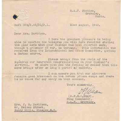 RAF/PW: Davidson, letter 43-08-22, 35 Squadron
