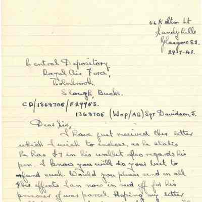 35/Hoos Crew: Davidson, effects, letter 43-07-29