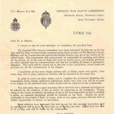 97/Armstrong Crew: David, IWGC correspondence