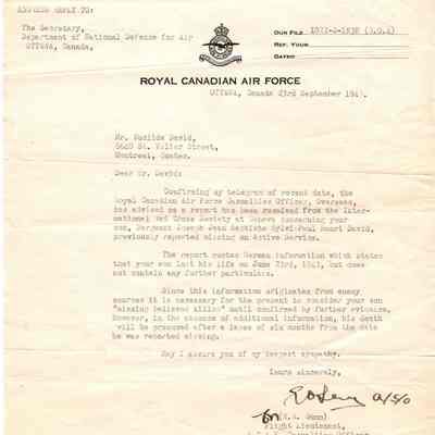 97/Armstrong Crew: David, RCAF casualty letter