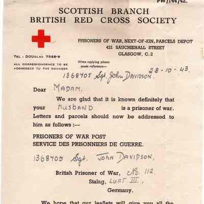 RAF/PW: RED+, Scotland, letter 43-10-28, Davidson