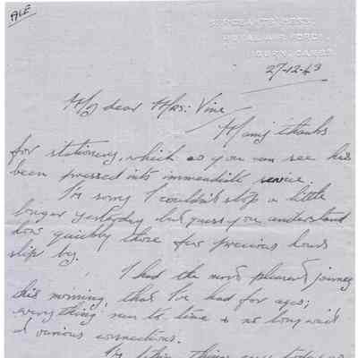 97/Steven Crew: East, letter 1943-12-27 to Pat Vine's mother