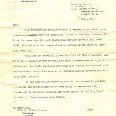97/Armstrong Crew: David, Casualty Branch letter