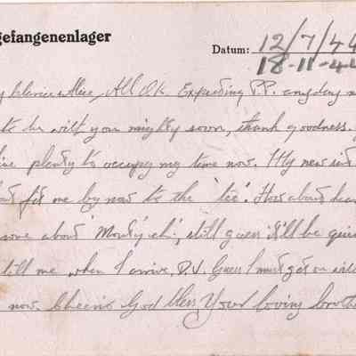RAF/PW: East, postcard dated 44-07-12