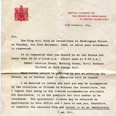 83/Garvey Crew: Ashton DFC, investiture invitation