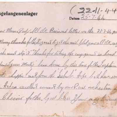 RAF/PW: East, postcard dated 44-07-25
