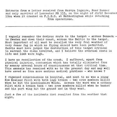 83/Hatcher Crew: Crash, letter from Ingmire