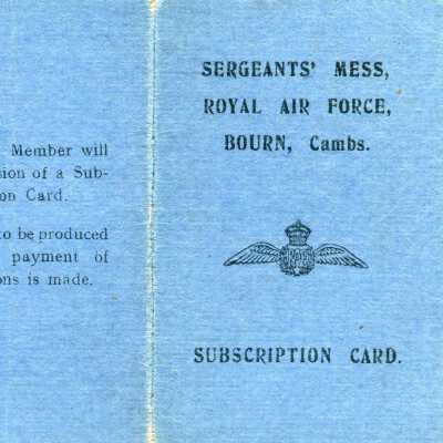 97/Reilly Crew: Gibson, Mess Card at Bourn