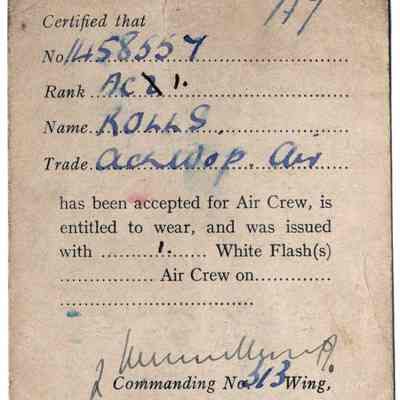 35/Marsden Crew: Rolls, Aircrew flash card