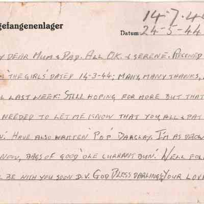 RAF/PW: East, postcard dated 44-05-24