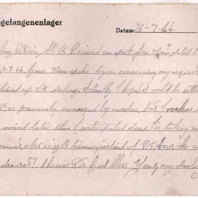 RAF/PW: East, postcard dated 44-07-26