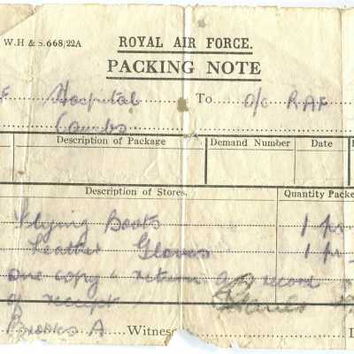 97/Reilly Crew: Gibson, clothing packing note