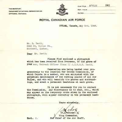97/Armstrong Crew: David, grave, RCAF correspondence