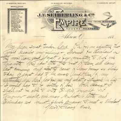 Letter: F.A. Seiberling to Gertrude Penfield (undated)
