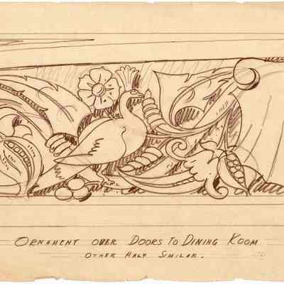 Drawing: Great Hall door woodwork