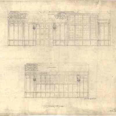 Drawing: Dining Room east and south concept elevations