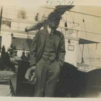 Young man on boat to Cedar Lodge