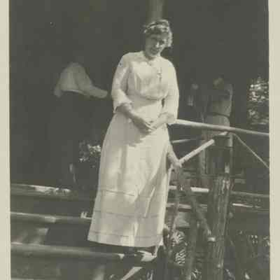 Mrs. C.W. Seiberling at Main Cabin of SunSands