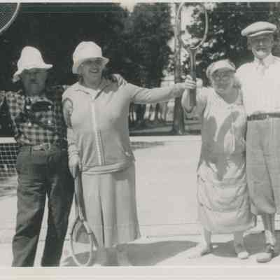 F.A. & Gertrude Seiberling with another couple on the tennis court