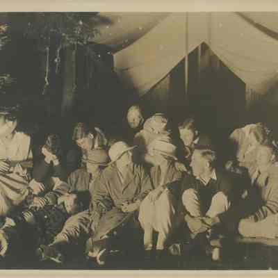 Group of young people at a campsite