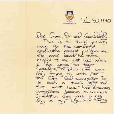 Letter re: Graduation gift