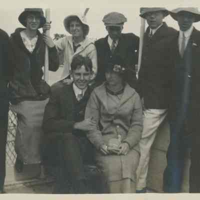 Eight people on the boat to Cedar Lodge