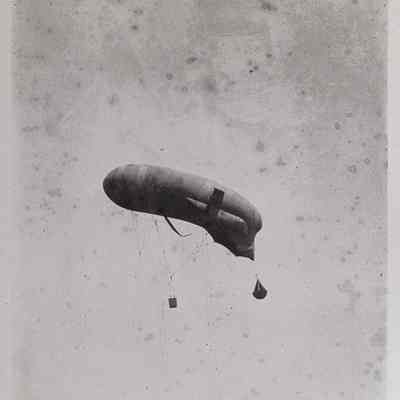 Distant side view of an observation balloon in the air