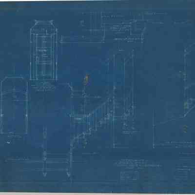 Blueprint: Stairs to attic elevations