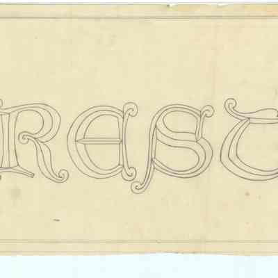 Drawing: Lettering over opening from Great Hall to North Corridor