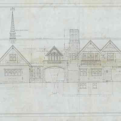 Drawing: Carriage House west elevation