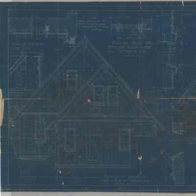 Blueprint: Elevation of gables on west side of service wing